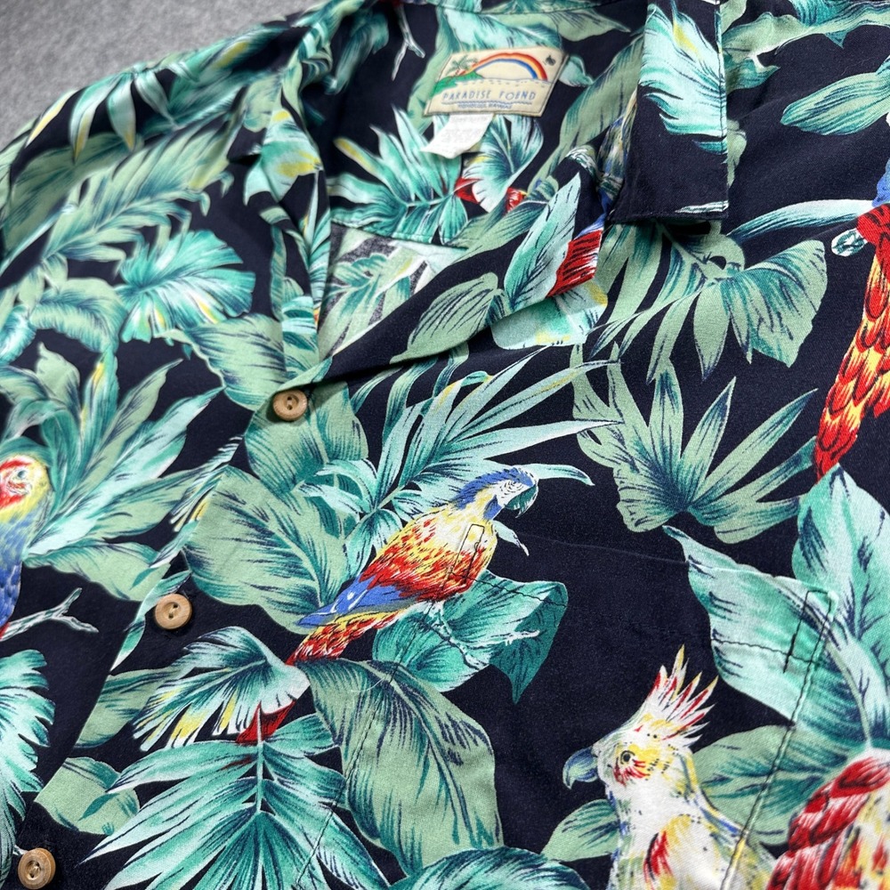 Paradise Found Shirt Mens 3XL Black Tropical Parrot Tom Selleck Magnum Pi Hawaii - Picture 5 of 8
